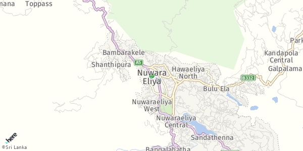HERE Map of Nuwara Eliya, Sri Lanka